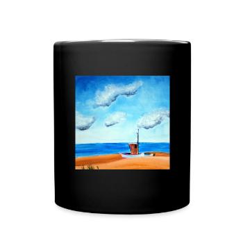 Boot am Meer - Tasse einfarbig - Schwarz - Vorne