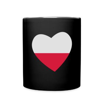 Herz Polen - Tasse einfarbig - Schwarz - Vorne