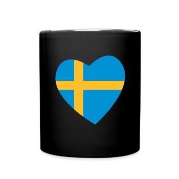Herz Schweden - Tasse einfarbig - Schwarz - Vorne
