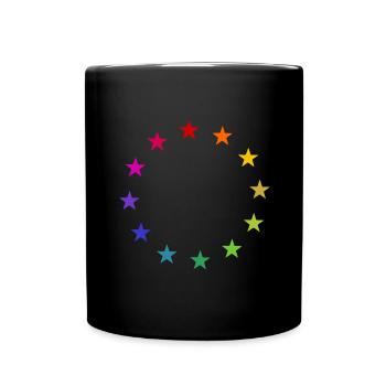 Europa Sterne bunt - Tasse einfarbig - Schwarz - Vorne