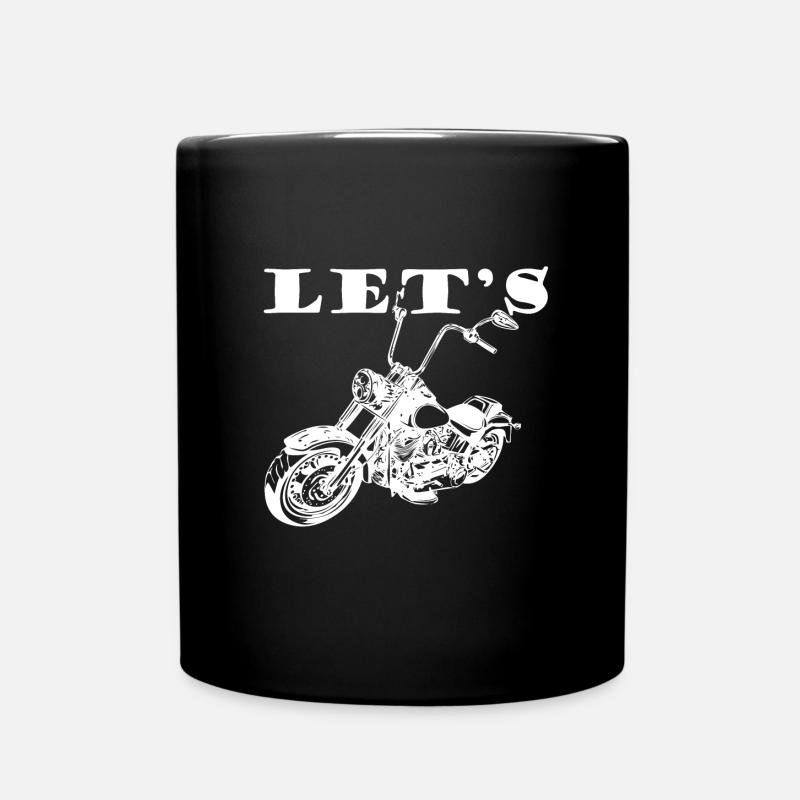Riding Motorcycle Chopper - Full Colour Mug - black