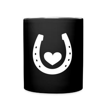 Hufeisen mit Herz - Tasse einfarbig - Schwarz - Vorne