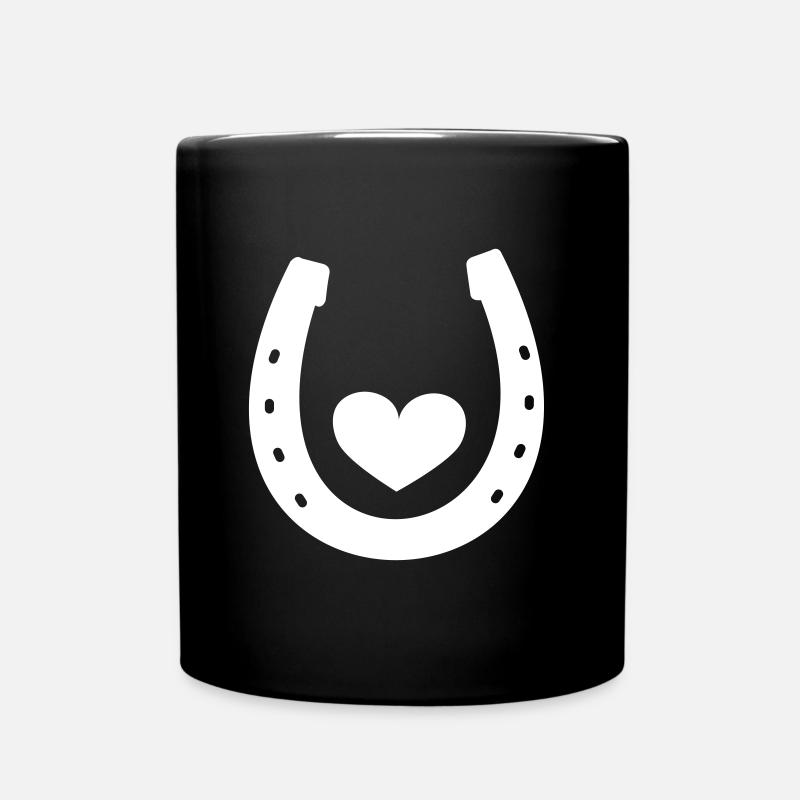 Hufeisen mit Herz - Tasse einfarbig - Schwarz