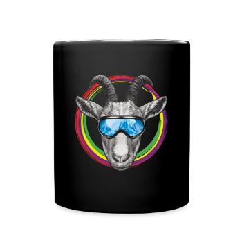 Chèvre cool avec des lunettes de ski bleues - Mug uni - noir - Devant