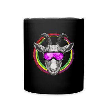 Chèvre cool avec des lunettes de ski violettes - Mug uni - noir - Devant