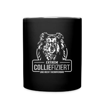 COLLIEFIZIERT Collie Langhaarcollie Hunde Wilsigns - Tasse einfarbig - Schwarz - Vorne
