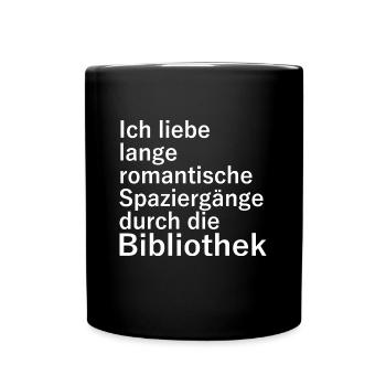romantische Spaziergänge Bibliothek - Tasse einfarbig - Schwarz - Vorne