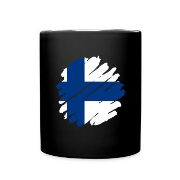 Drapeau finlandais Suomi Drapeau finlandais Look utilisé - Mug uni - noir - Devant