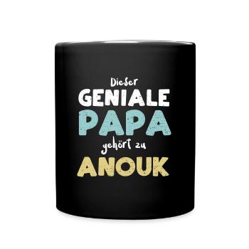 Dieser Geniale Papa Gehört Zu Anouk - Tasse einfarbig - Schwarz - Vorne