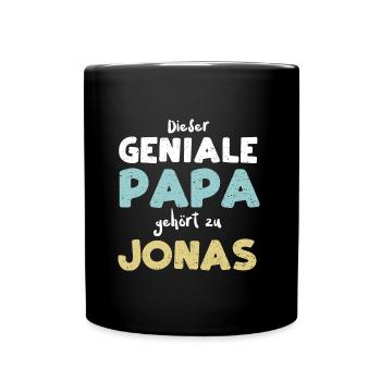 Dieser Geniale Papa Gehört Zu Jonas - Tasse einfarbig - Schwarz - Vorne