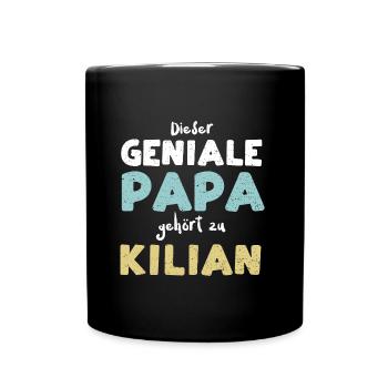Dieser Geniale Papa Gehört Zu Ki... - Tasse einfarbig - Schwarz - Vorne