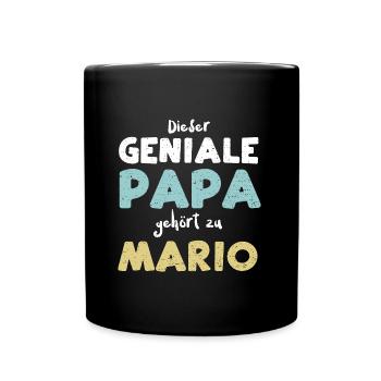 Dieser Geniale Papa Gehört Zu Mario - Tasse einfarbig - Schwarz - Vorne
