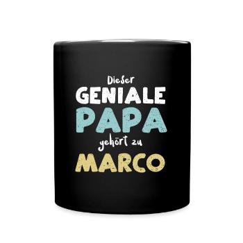 Dieser Geniale Papa Gehört Zu Marco - Tasse einfarbig - Schwarz - Vorne
