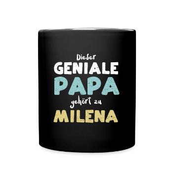 Dieser Geniale Papa Gehört Zu Mi... - Tasse einfarbig - Schwarz - Vorne