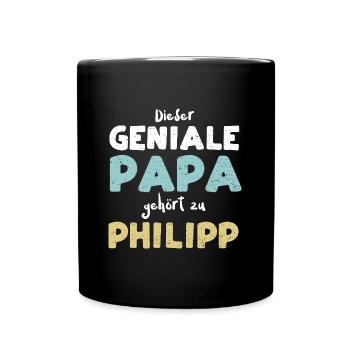 Dieser Geniale Papa Gehört Zu Ph... - Tasse einfarbig - Schwarz - Vorne