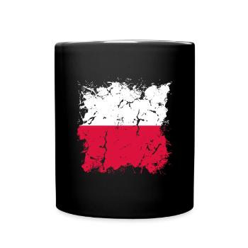 Poland Flag Used Look Polska Polish Flag - Full Colour Mug - black - Front