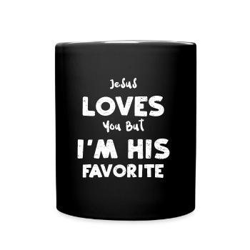 Jésus t’aime mais je suis son Favo... - Mug uni - noir - Devant
