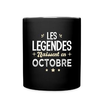 légendes naissent en octobre anniversaire - Mug uni - noir - Devant