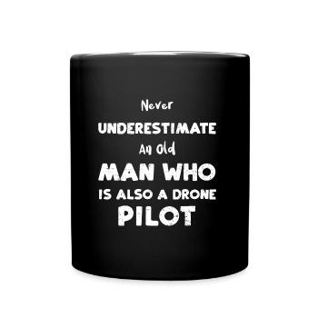 Never Underestimate An Old Man W... - Full Colour Mug - black - Front