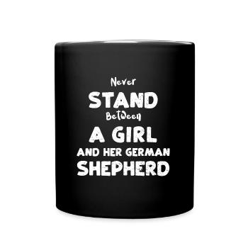 Never Stand Between A Girl And H... - Full Colour Mug - black - Front