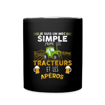 Bière et Tracteur Pour Un mec Simple Et Cool - Mug uni - noir - Devant