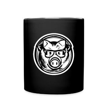 Nerd Pig - Conception de bande dessinée amusante avec Nerd Pig - Mug uni - noir - Devant