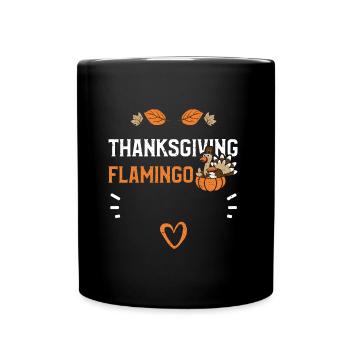 Thanksgiving Flamingo - Tasse einfarbig - Schwarz - Vorne