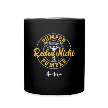 Pumper Reden Nicht Pumper Hanteln - Tasse einfarbig - Schwarz - Vorne