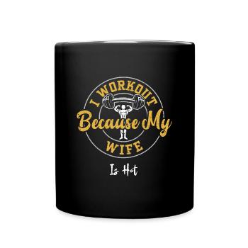 Je m’entraîne parce que ma femme a chaud - Mug uni - noir - Devant