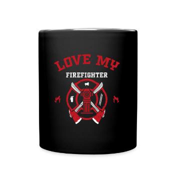 Love My Firefighter - Firefighter - Tasse einfarbig - Schwarz - Vorne