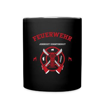 Feuerwehr Jederzeit Einsatzbereit - Tasse einfarbig - Schwarz - Vorne