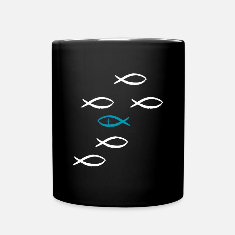 Don de foi Croix du poisson chrétien - Mug uni - noir