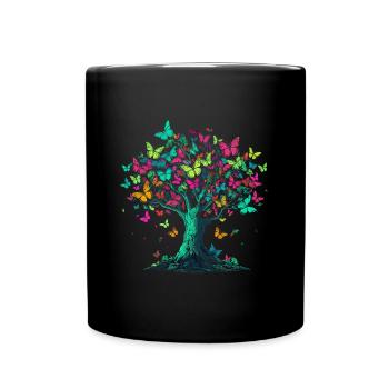 Schmetterling Baum Natur Raube Insekt - Tasse einfarbig - Schwarz - Vorne
