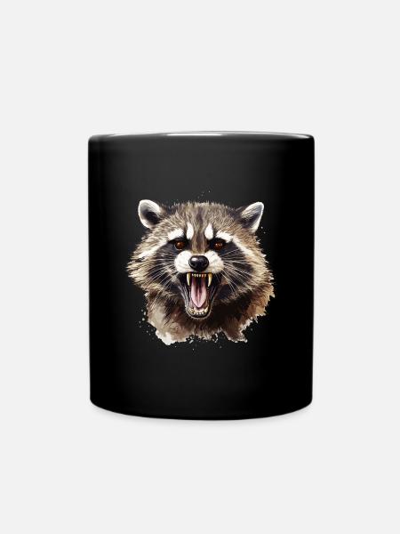 Raccoon Raccoon Nature Raccoon Head - Full Colour Mug - black