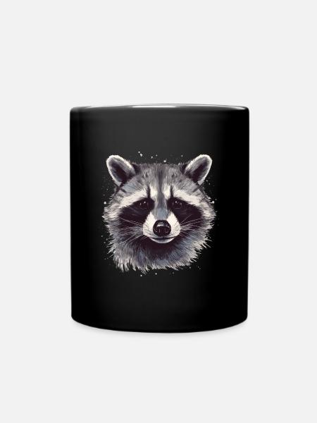 Raccoon Raccoon Nature Raccoon Head - Full Colour Mug - black