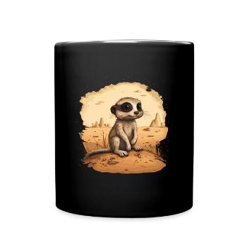 Meerkat Baby Mongoose - Full Colour Mug - black - Front
