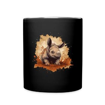 Baby Rhino Rhino Rhinoceros - Full Colour Mug - black - Front