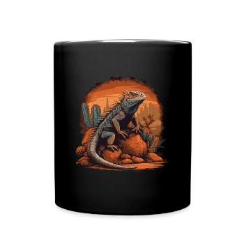 iguana branch reptiles green iguana - Full Colour Mug - black - Front