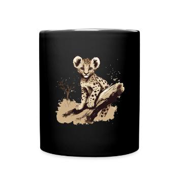 Baby Gepard Wildkatze Tiere Afrika Wildnis - Tasse einfarbig - Schwarz - Vorne
