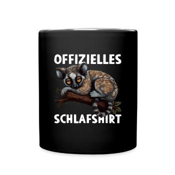 Lemur Katta Madagaskar Offizielles Schlafshirt - Tasse einfarbig - Schwarz - Vorne