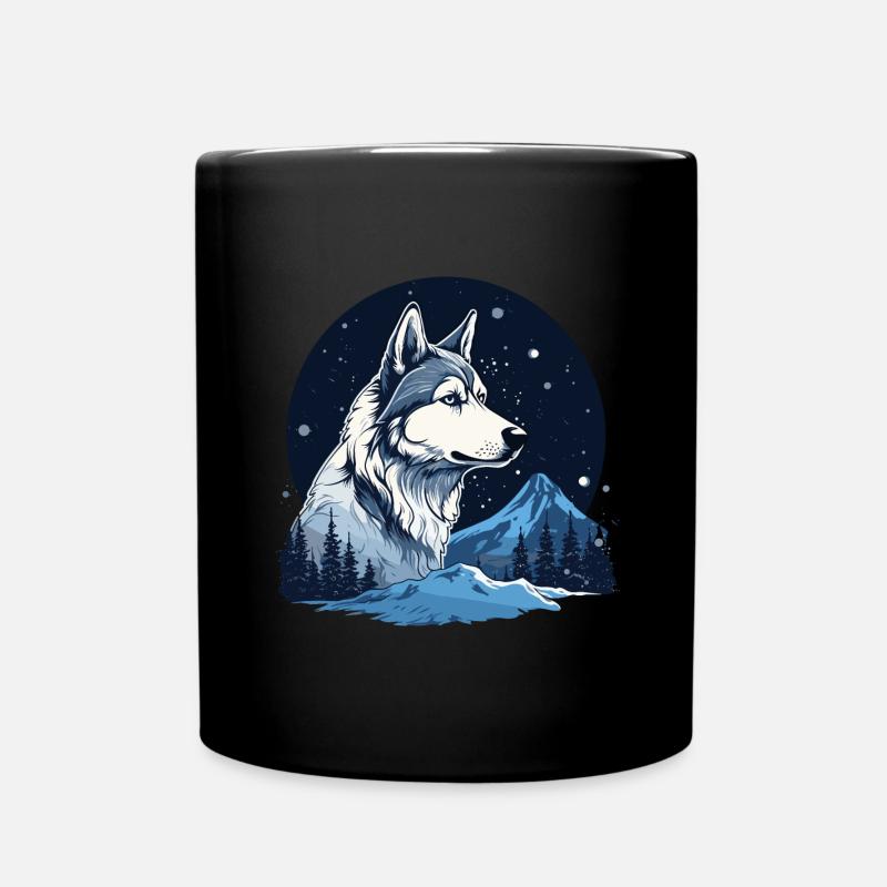 Husky Hund Schlittenhund - Tasse einfarbig - Schwarz