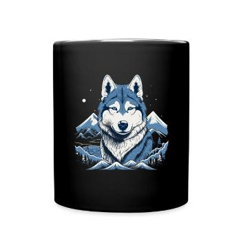 Husky Hund Schlittenhund - Tasse einfarbig - Schwarz - Vorne