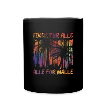 Einer für alle alle für Malle Palmen Urlaub Reise - Tasse einfarbig - Schwarz - Vorne