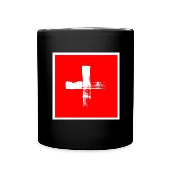 Suisse Flag Vintage Cross Distressed Look Suisse - Mug uni - noir - Devant