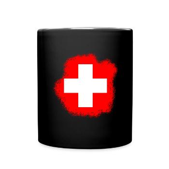 Drapeau de la Suisse Vintage Cross Used Look Suisse - Mug uni - noir - Devant