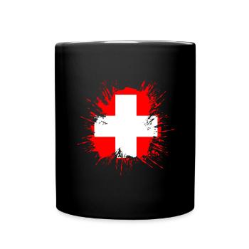 Drapeau de la Suisse Vintage Croix en détresse Look Suisse - Mug uni - noir - Devant