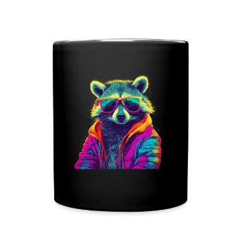 Raccoon Raccoon Nature Raccoons - Full Colour Mug - black - Front