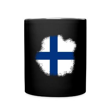 Drapeau de la Finlande Suomi Drapeau finlandais Look utilisé - Mug uni - noir - Devant