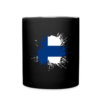 Finland Flag Suomi Finnish Flag Used Look - Full Colour Mug - black - Front