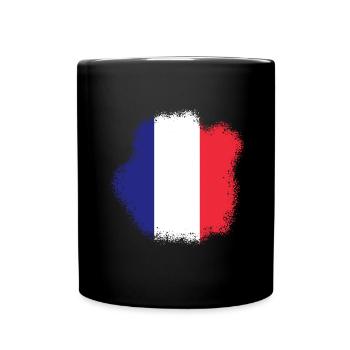 Frankreich Flagge Used Look Französische Fahne - Tasse einfarbig - Schwarz - Vorne